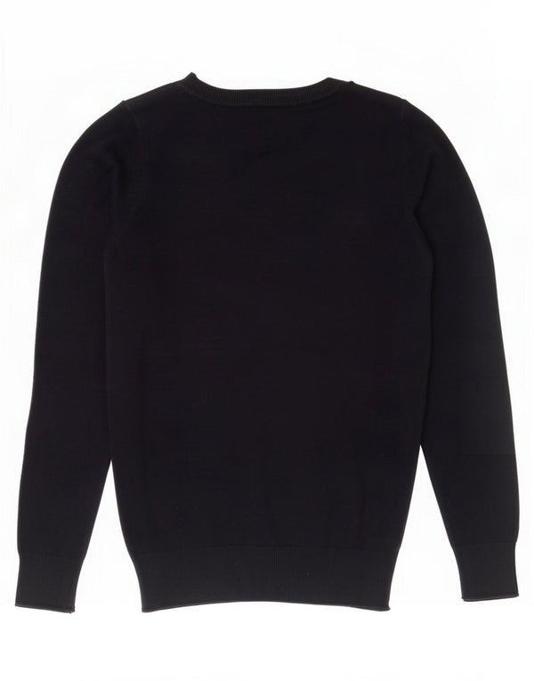 Zara Dame Boat Neck Jumper Sweater UK 12 Medium Navy Blue Bomuld