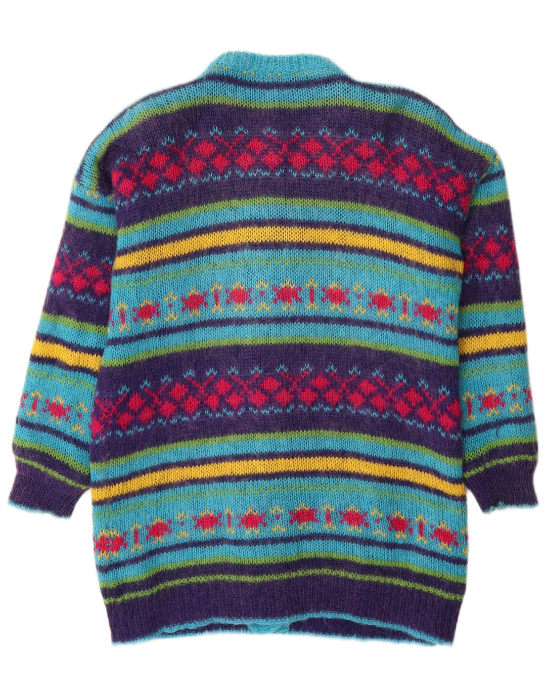 Vintage dame cardigan sweater UK 14 Medium Multicolored Fair Isle