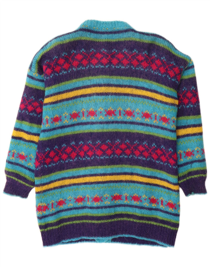 Vintage dame cardigan sweater UK 14 Medium Multicolored Fair Isle