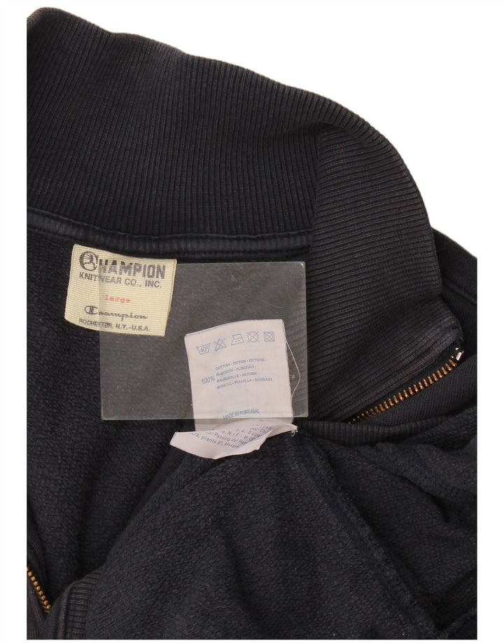 Champion Herre Zip Neck Sweatshirt Jumper Large Navy Blue Bomuld