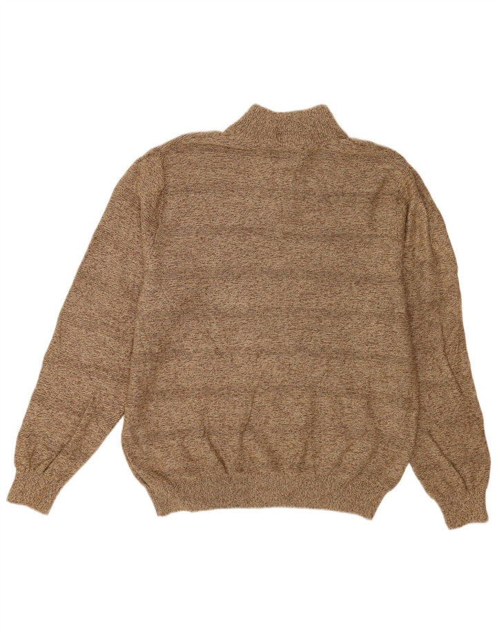 Chaps Herre Button Neck Jumper Sweater Stor Brun Bomuld