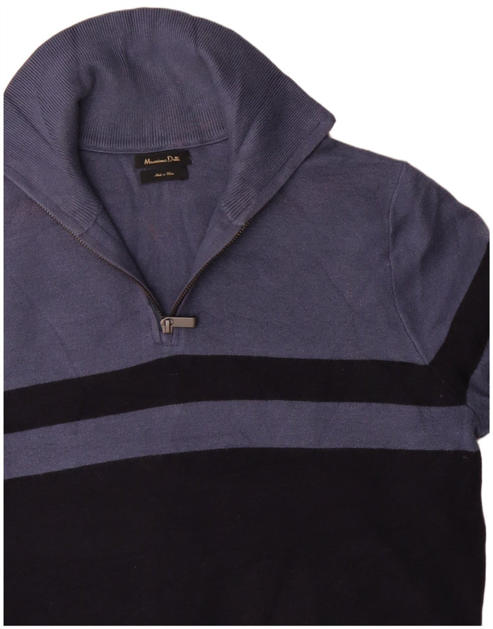 Massimo Dutti Dame Zip Neck Jumper Sweater UK 14 Medium Navy Blue