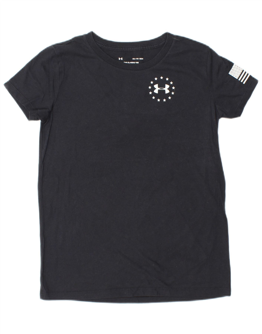 UNDER ARMOUR Grafisk T-shirt top til kvinder UK 6 XS Sort Stribet