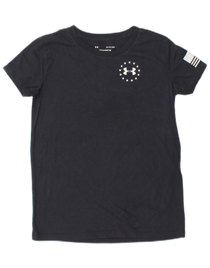 UNDER ARMOUR Grafisk T-shirt top til kvinder UK 6 XS Sort Stribet