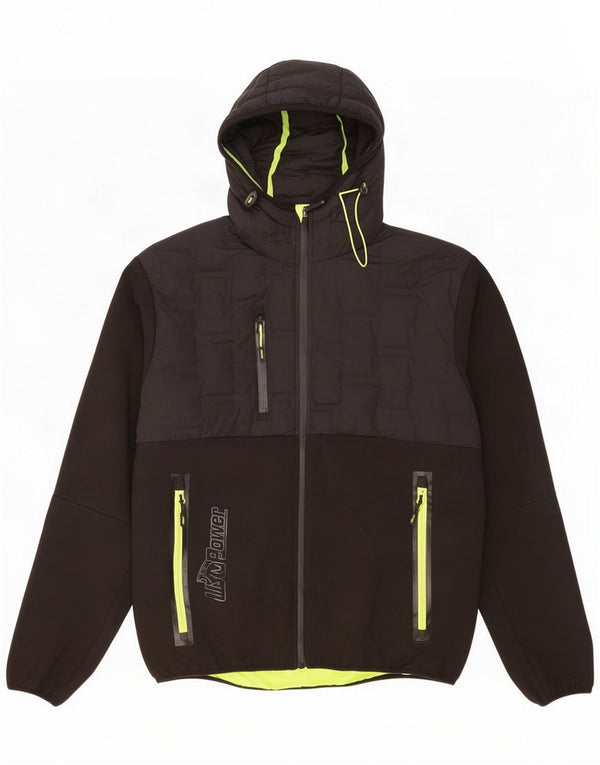 Vintage Træningsdragt med hætte til mænd Topjakke XL Sort Colourblock Polyester