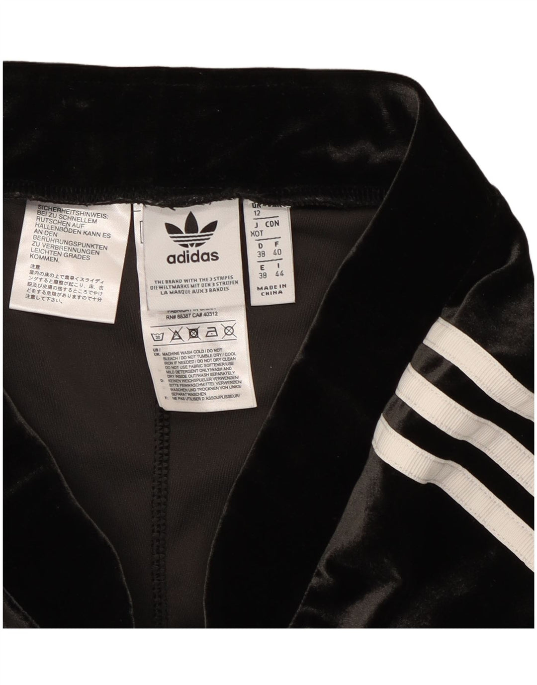 Adidas Dame Velour Leggings UK 12 Medium Sort Polyester