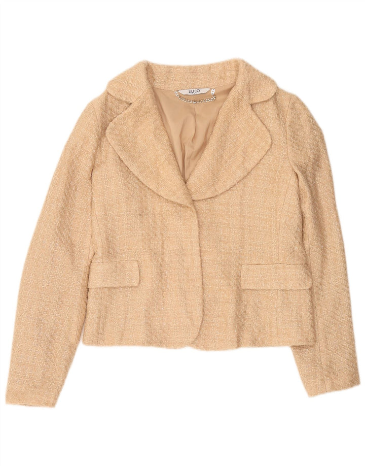 Liu Jo Dame Crop Blazer Jacket IT 44 Medium Beige Akryl