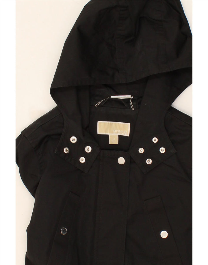 MICHAEL KORS Womens Hooded Overcoat UK 12 Medium Black Cotton Vintage Michael Kors and Second-Hand Michael Kors from Messina Hembry 