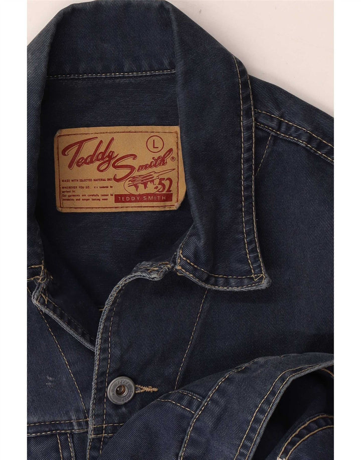 Teddy Smith Dame Crop Denim Gilet UK 14 Large Navy Blue