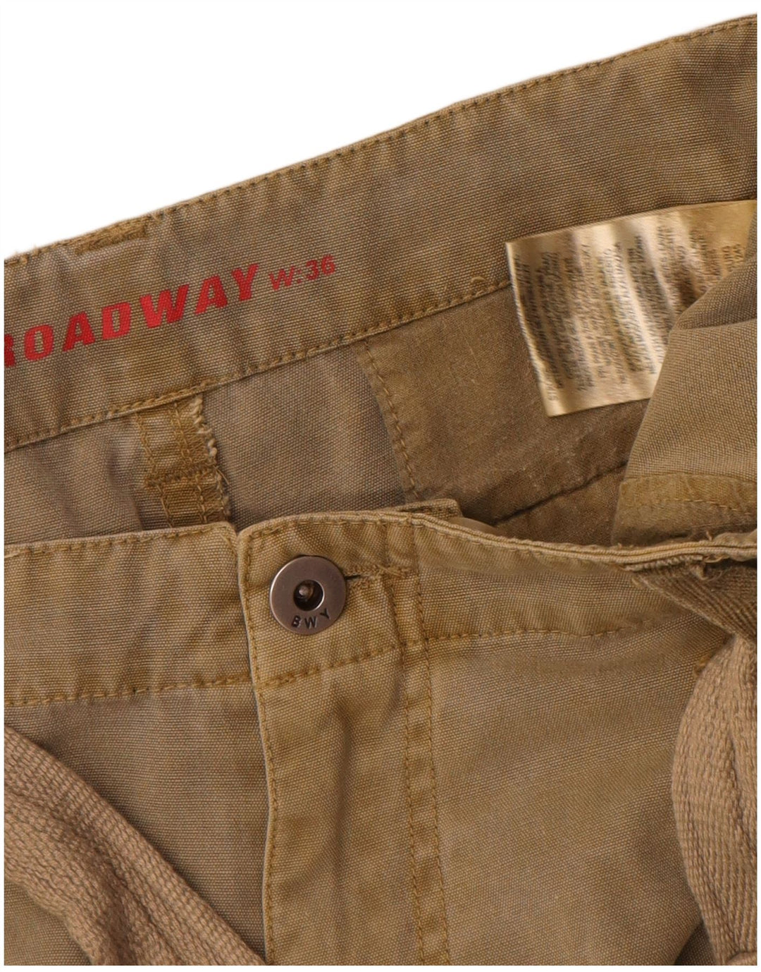 Broadway Herre Cargo Shorts W36 Large Khaki Bomuld