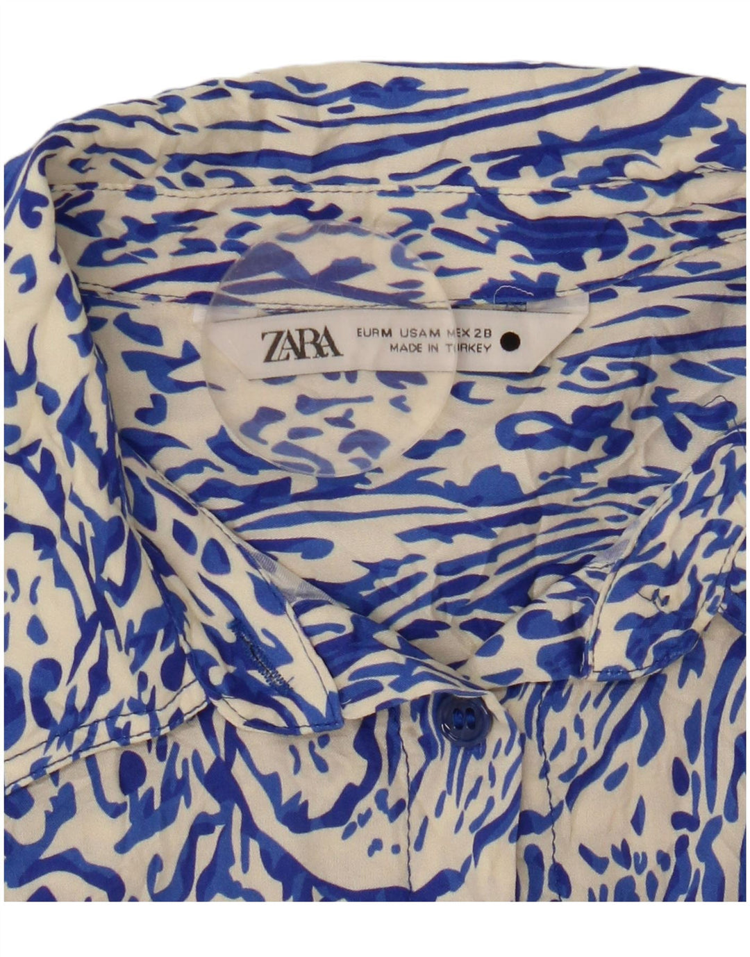 Zara Dameskjorte UK 14 Medium Blue Paisley