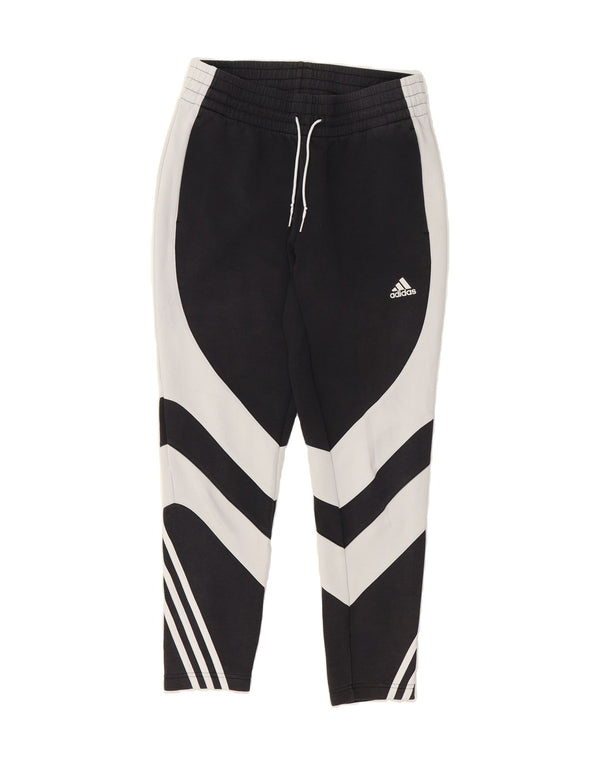 ADIDAS Womens Tracksuit Trousers UK 8/10 Small  Black Colourblock Cotton