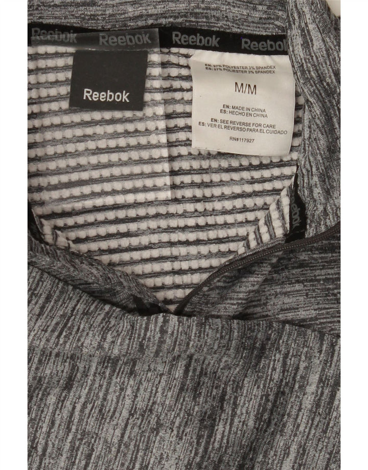 REEBOK Mens Zip Neck Sweatshirt Jumper Medium Grey Polyester Vintage Reebok and Second-Hand Reebok from Messina Hembry 