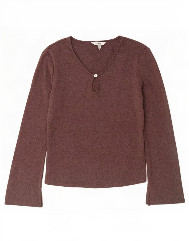 Marks & Spencer Dametop Langærmet UK 10 Lille Lilla Polyester