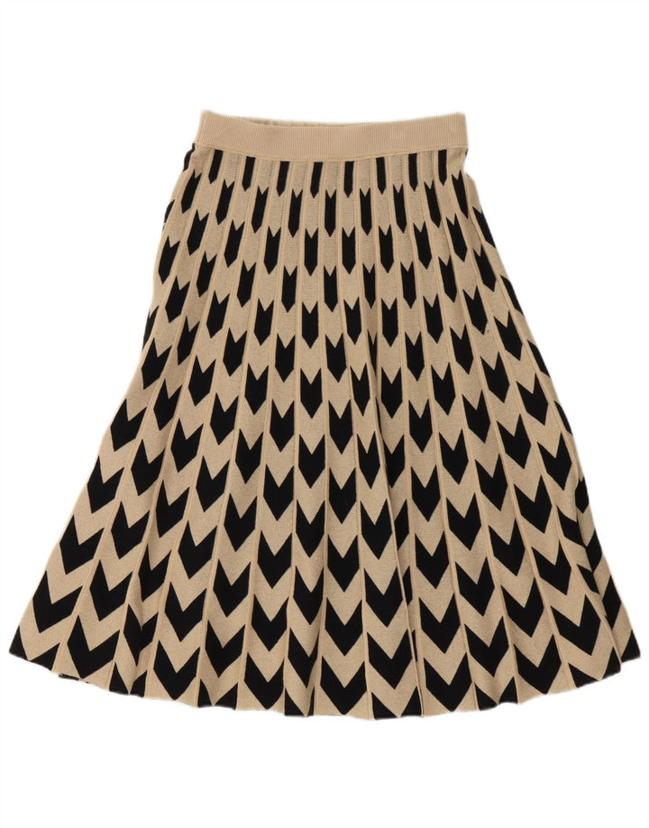 Hugo Boss Damestrik Flared Nederdel Medium W30 Beige Geometrisk Uld