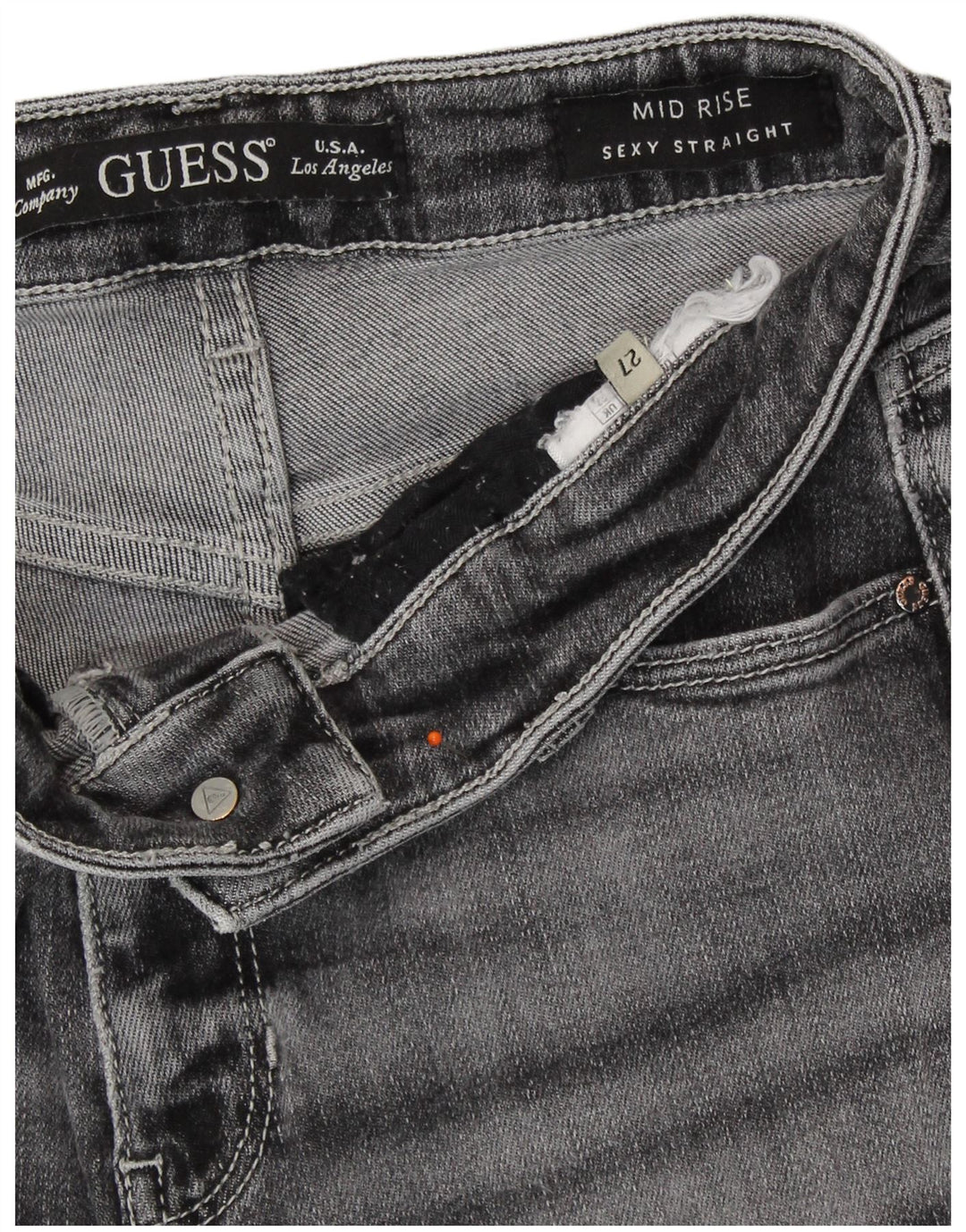 GUESS Dame mellemhøjde lige jeans W27 L30 Grå