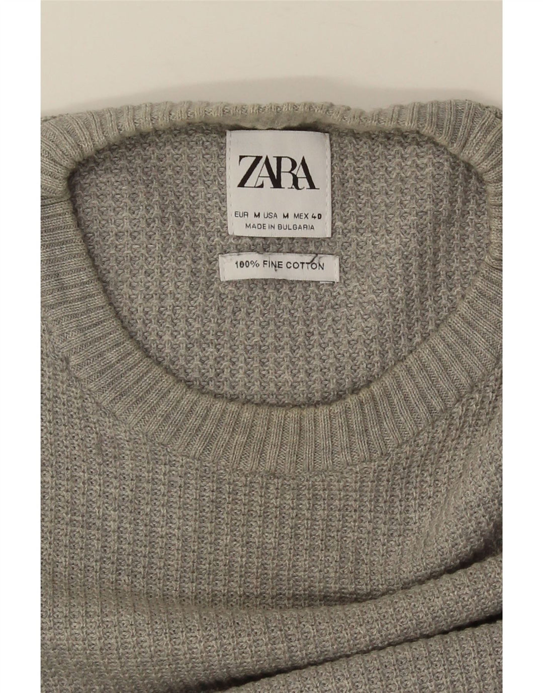 ZARA sweater med rund hals til mænd mellemgrå bomuld