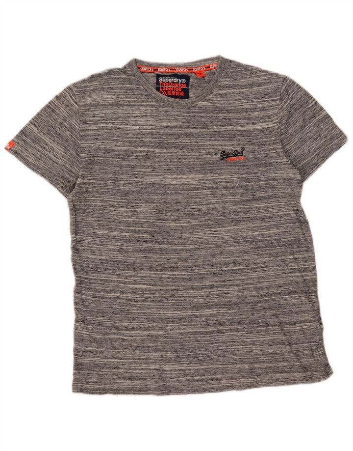 Superdry T-shirt top til mænd, stor grå flækket bomuld