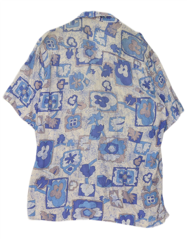 STEFANEL Kortærmet Herreskjorte Medium Blue Patchwork Viscose