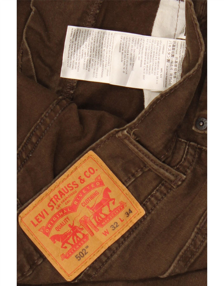 LEVI'S Herre 502 Slim Tapered Jeans W32 L34 Brun Bomuld