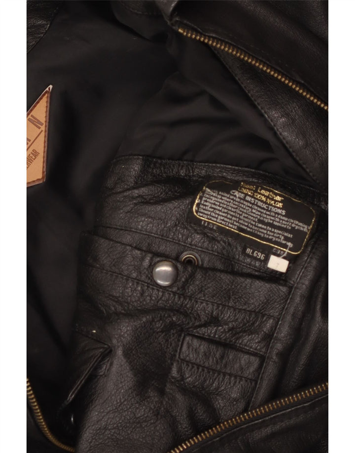 MILAN Herre Læderjakke UK 40 Stor Sort Læder