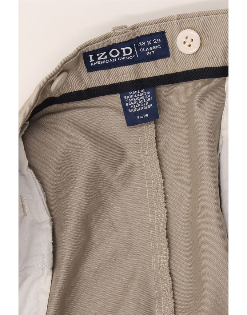 IZOD Mens Classic Fit Pegged Cropped Trousers W48 L25 Beige Cotton Vintage Izod and Second-Hand Izod from Messina Hembry 