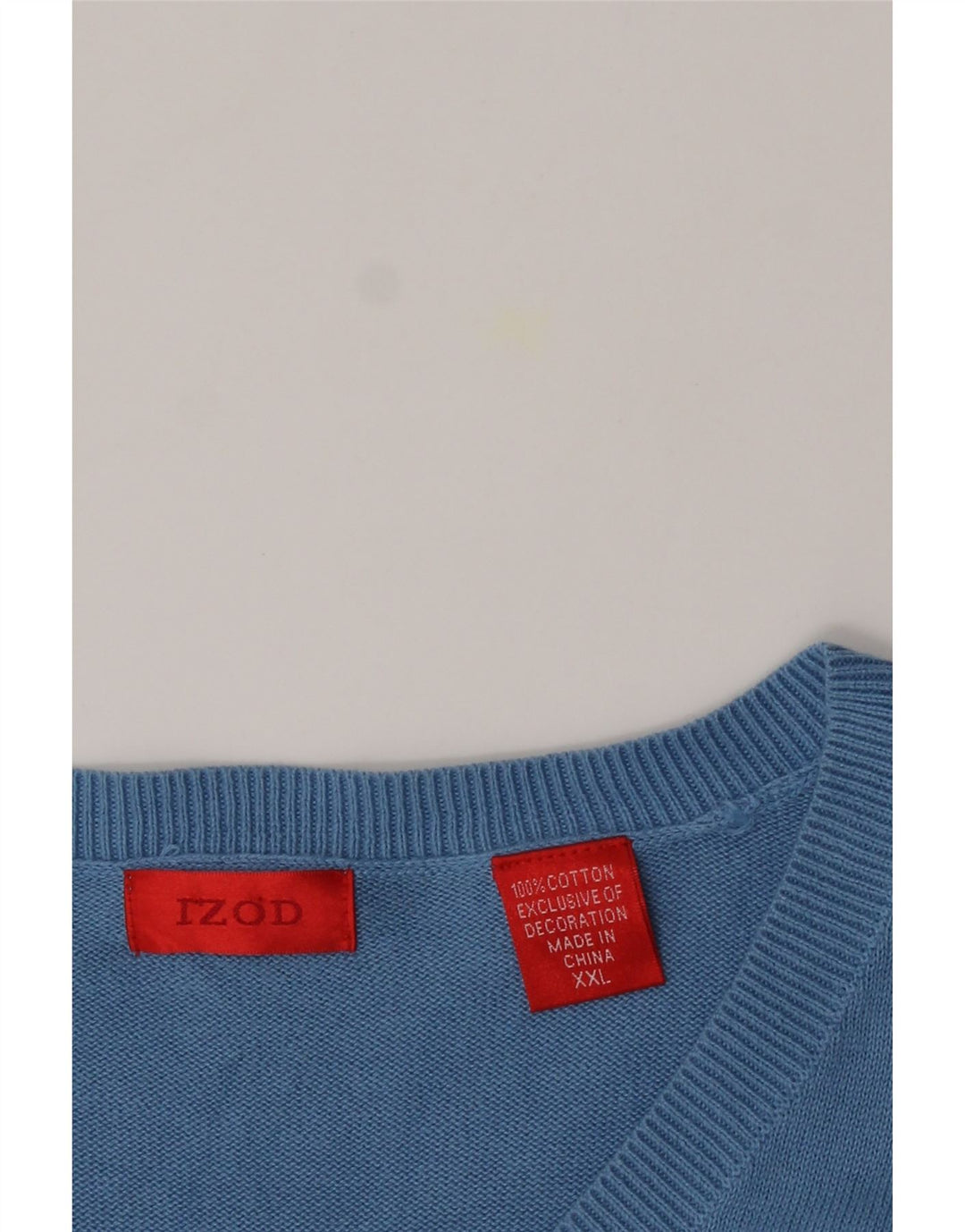 IZOD Mens V-Neck Jumper Sweater 2XL Blue Cotton Vintage Izod and Second-Hand Izod from Messina Hembry 