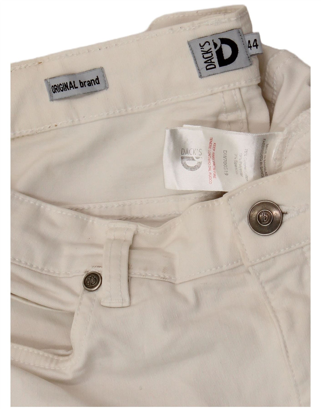 DACK'S Dame Slim Jeans IT 44 Medium W32 L28 Hvid Bomuld