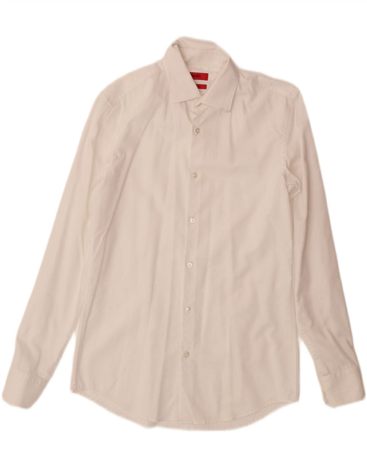 HUGO BOSS Herre Slim Fit Skjorte Str. 38 15 Medium White