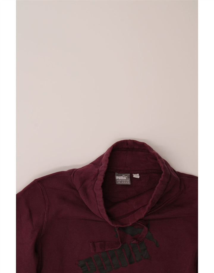 PUMA Womens Graphic Sweatshirt Jumper UK 14 Medium  Burgundy Cotton Vintage Puma and Second-Hand Puma from Messina Hembry 