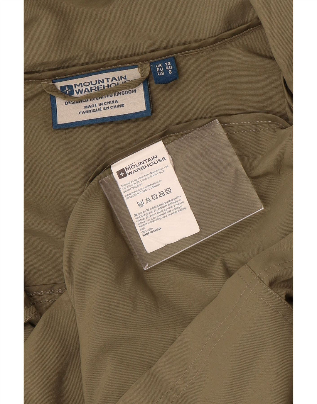 Mountain Warehouse Dame Hooded Utility Jacket UK 12 Medium Khaki Nylon