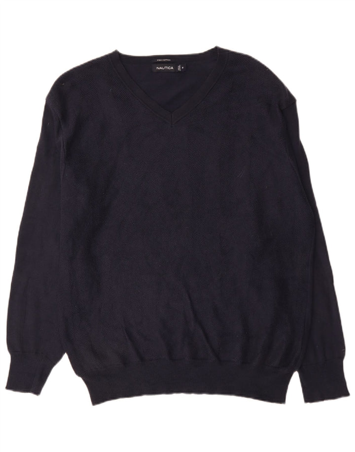 Nautica Herre V-hals sweater Medium Marineblå Bomuld
