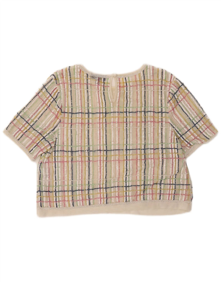 TOPSHOP Womens Crop Blouse Top UK 12 Medium  Multicoloured Striped Nylon