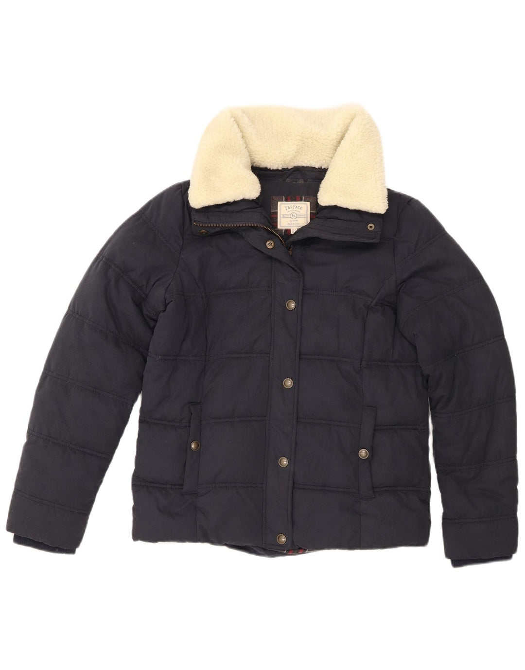 Fat Face Dame Polstret Jakke UK 12 Medium Navy Blue Polyester
