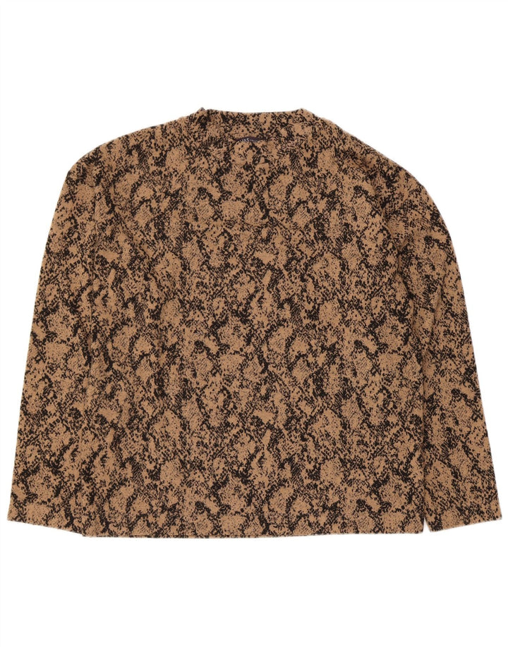 MARKS & SPENCER Dametop Langærmet UK 10 Small Brown Animal Print