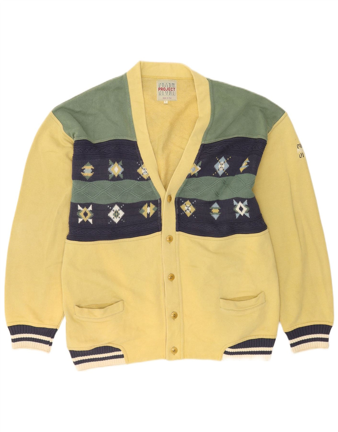 Project Herre Cardigan Sweater Stor Gul Colourblock Bomuld