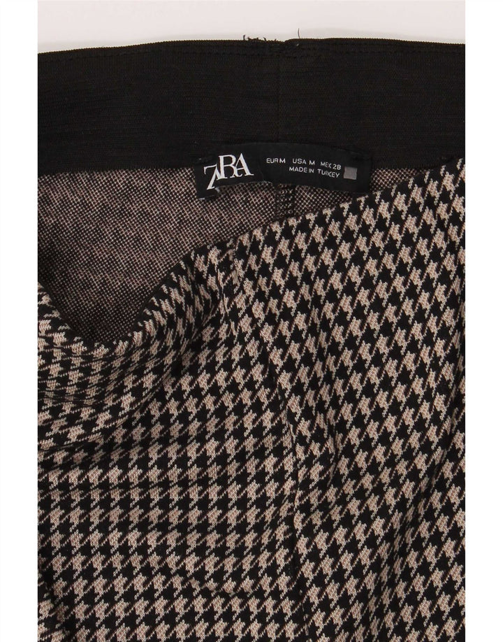 Zara Womens Leggings UK 14 Medium Black Houndstooth