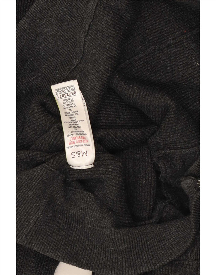 Marks & Spencer Herre Cardigan Sweater Stor Grå Polyester