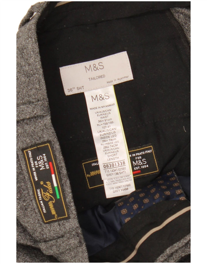 Marks & Spencer Herre skræddersyede lige jakkesætsbukser W36 L29 Grå Flecked