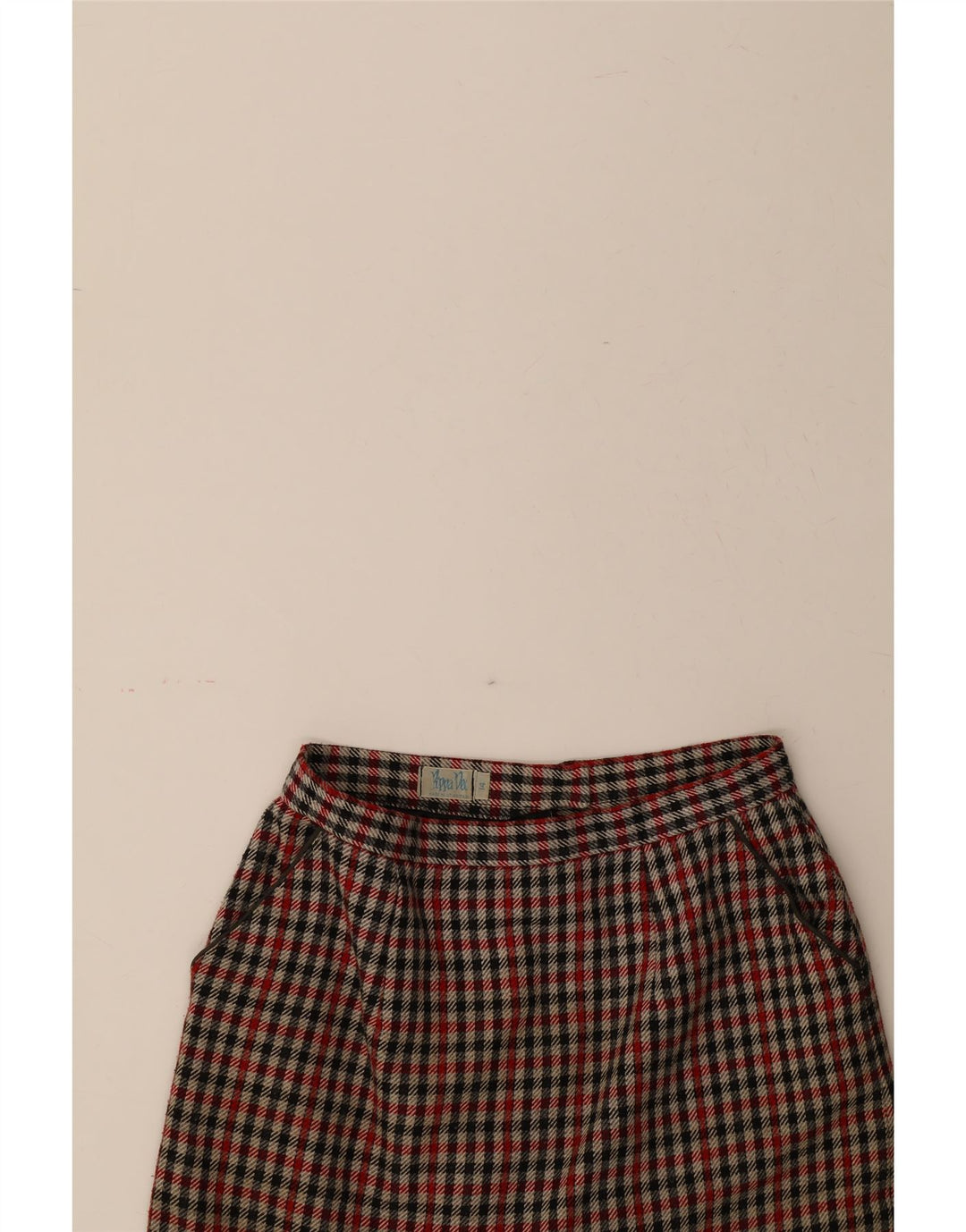 VINTAGE Womens Straight Skirt UK 14 Medium W28  Red Houndstooth Vintage Vintage and Second-Hand Vintage from Messina Hembry 