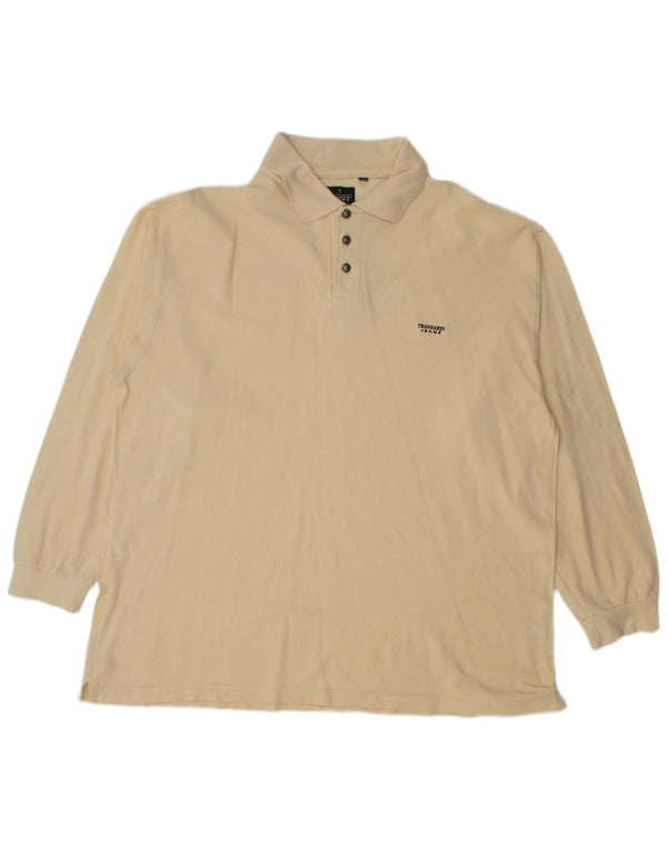 Trussardi Jeans Langærmet herre poloskjorte 3XL beige bomuld
