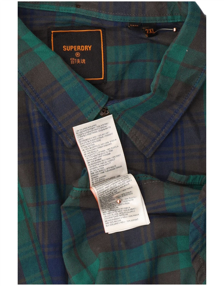 SUPERDRY Flannelskjorte til mænd 2XL grøn ternet bomuld