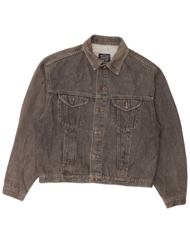 Benetton Herre Oversized denimjakke IT 46 Lille Grå Bomuld