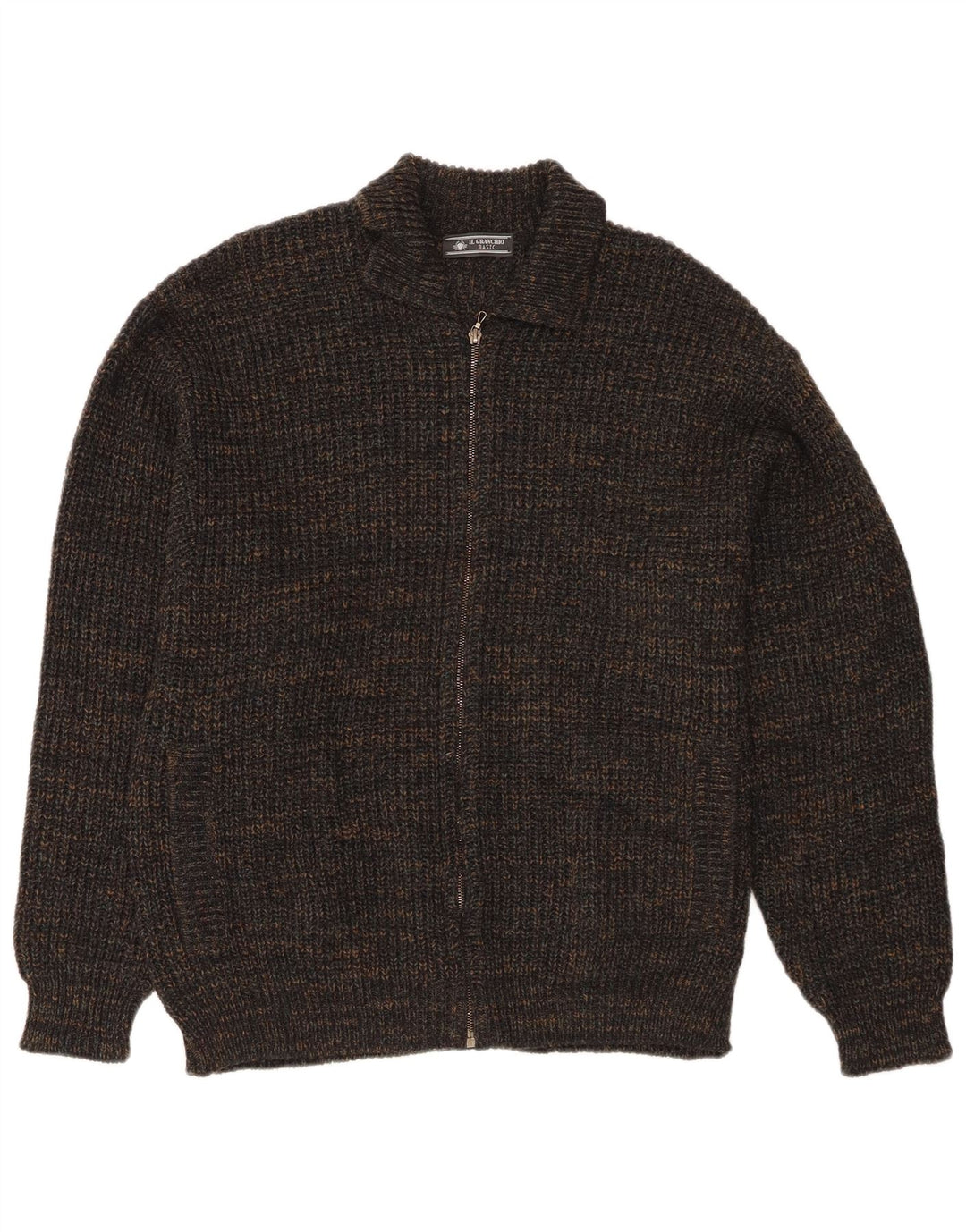 Il Granchio Herre Regular Fit Cardigan Sweater Large Navy Blue Flecked Wool