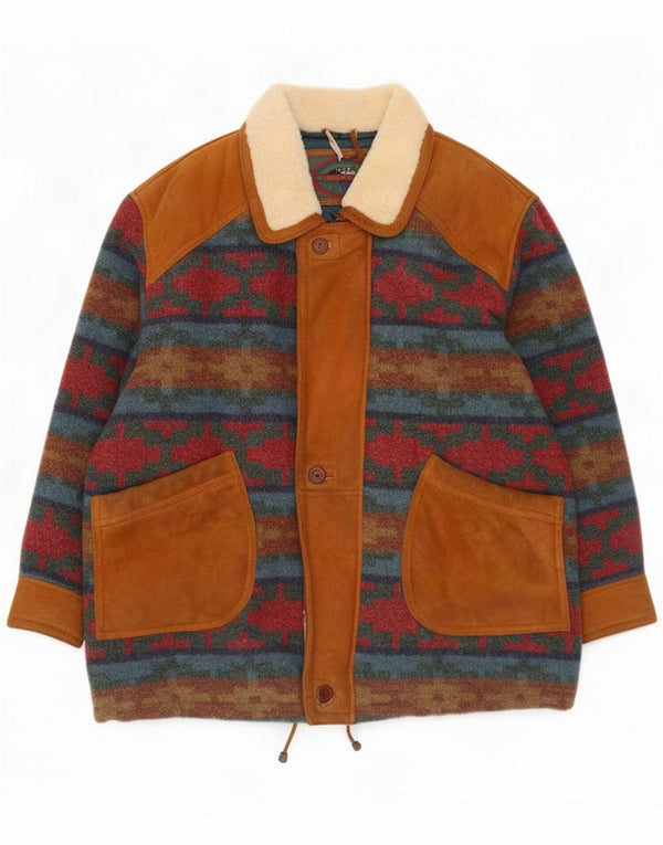 Angelo Litrico Mens Overcoat UK 38 Medium Multicoloured Geometric Shearling