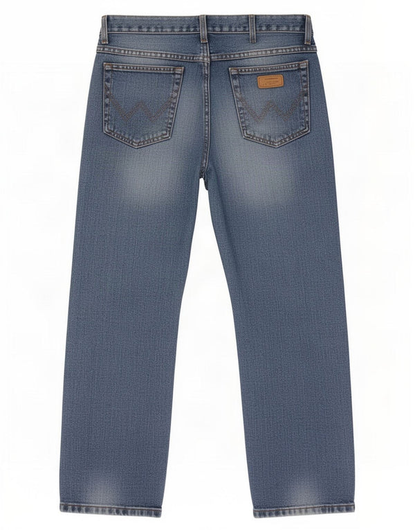 Wrangler Dame Distressed Straight Jeans W36 L30 Blå Bomuld