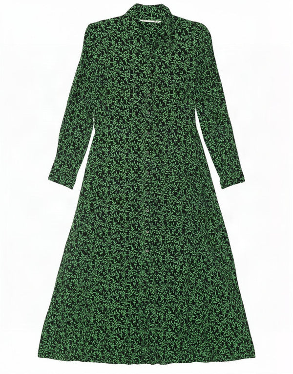 Zara Dame ærmeløs Maxikjole UK 12 Medium Green Floral