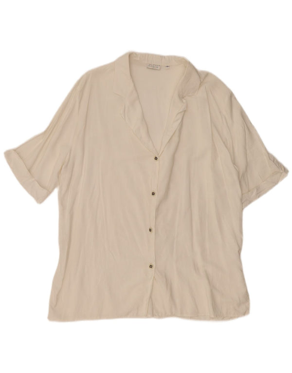 Vintage kortærmet skjortebluse til kvinder UK 18 XL Hvid