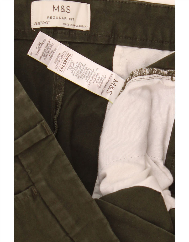 Marks & Spencer Herre Lige Regular Fit Chinobukser W38 L29 Khaki
