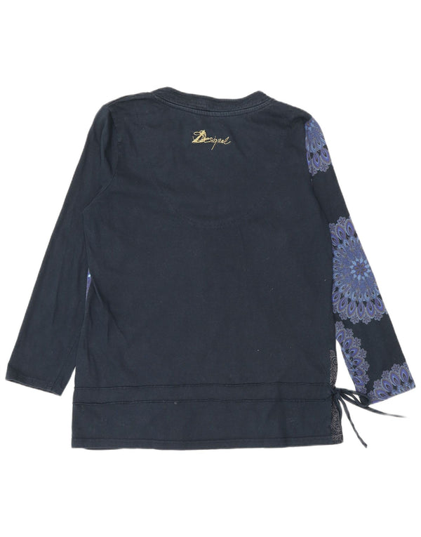 Desigual Dame Grafisk Top Langærmet UK 18 XL Navy Blue Floral